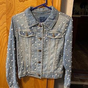 Hand stoned pearl Jean jacket